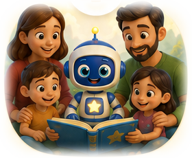 A family reading with Kairon
